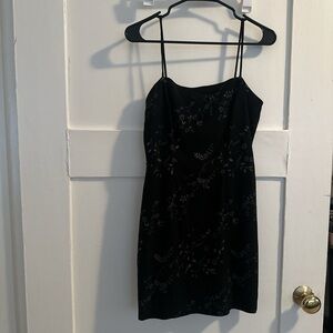 XOXO Black Spaghetti strap Mini Dress with Floral Design